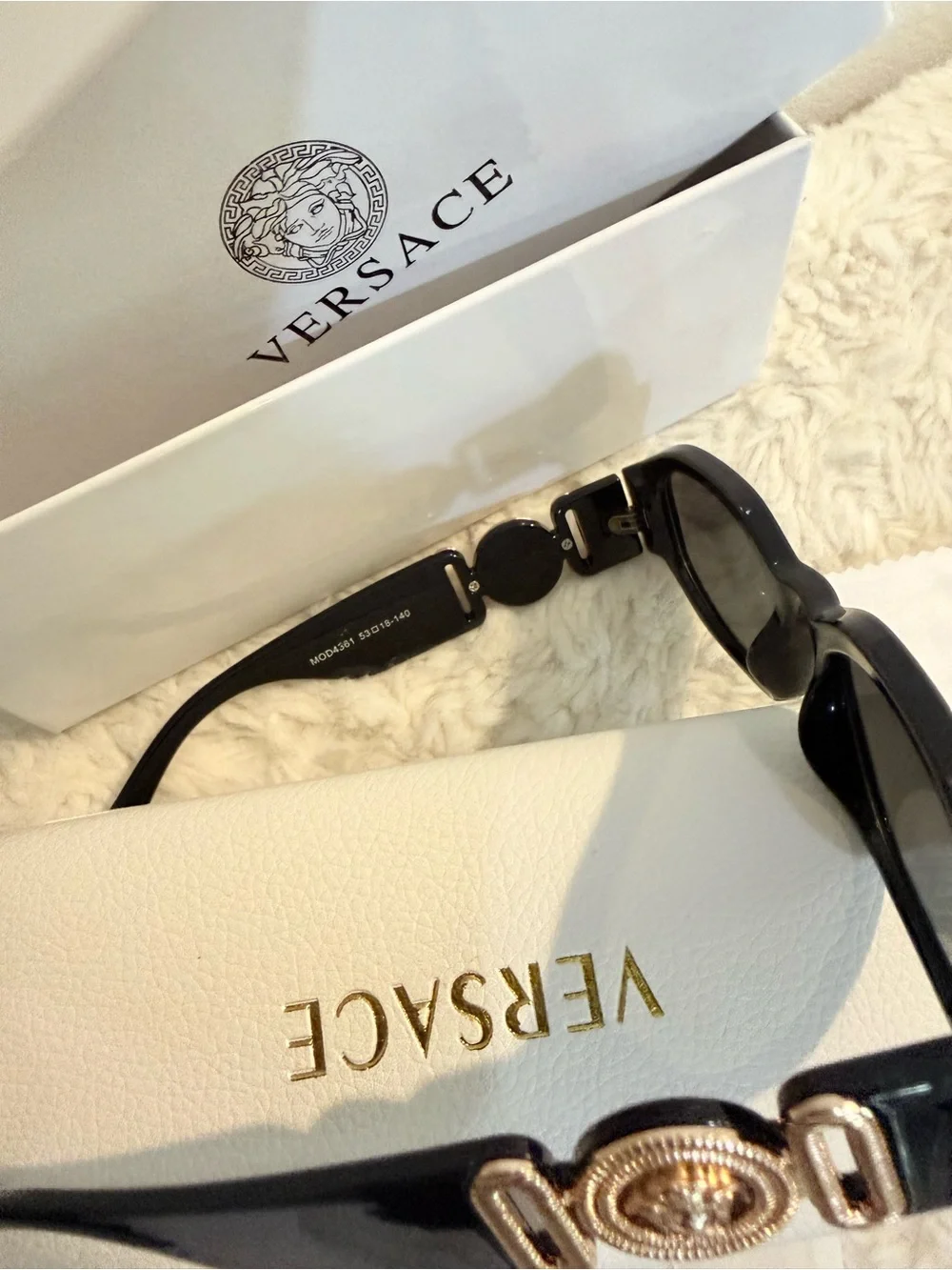 Versace Black Sunglasses with Gold Medallion Detail
